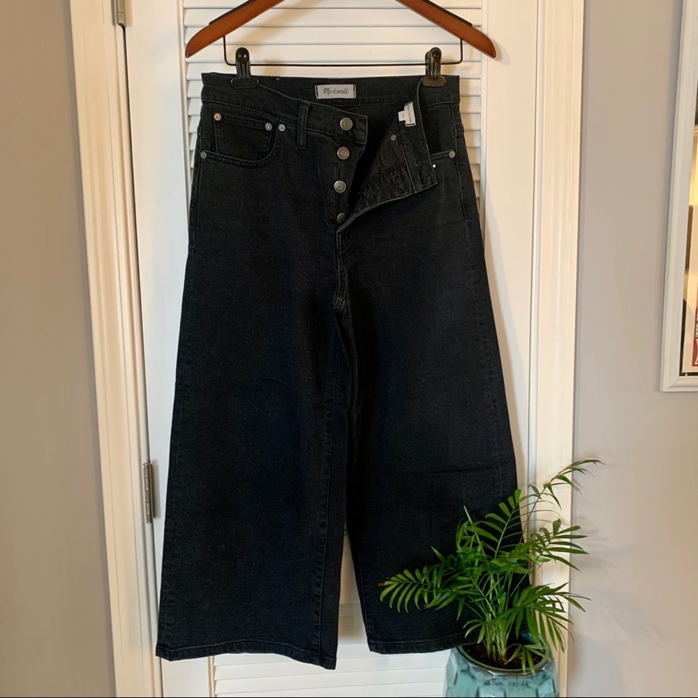 Madewell Wide Leg Button Front Crop Jeans Lunar 28
